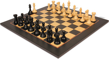 New Exclusive Staunton Chess Set - Ebonized and Boxwood Pieces with The Queen's Gambit Chess Board with 3.5 inch King - Ebonized Boxwood Chess Sets Chess Sets