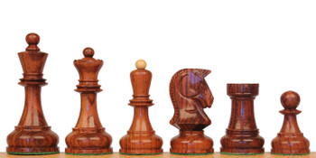 Dubrovnik Staunton Chess Set Golden Rosewood & Boxwood Pieces with Walnut & Maple Deluxe Board - 3.9" King