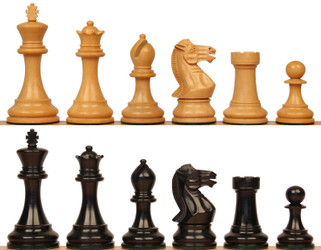 Old English Classic Chess Set with Ebonized and Boxwood Pieces - 3.9 inch King - Wood Chess Pieces by Model Chess Pieces