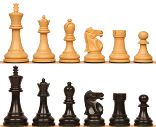 Reykjavik Series Chess Set with Ebony and Boxwood Pieces- 3.75 inch King - Wood Chess Pieces by Wood Type Chess Pieces