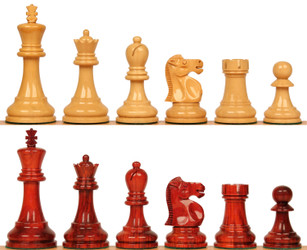 Reykjavik Series Chess Set with Padauk & Boxwood Lacquered Pieces- 3.75" King