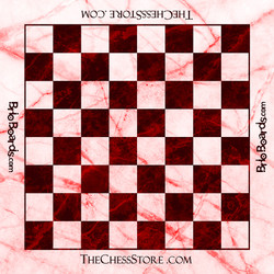 Pink & Cranberry Marble Vinyl Printed Chess Board - 2.25" Squares