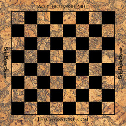 Natural Cork & Ebony Vinyl Printed Chess Board - 2.25" Squares