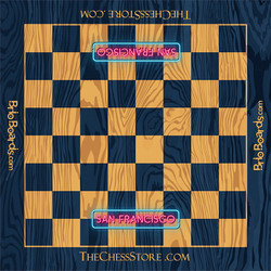 San Francisco Neon Vinyl Printed Chess Board with 2.25 inch Squares - BrioBoards Chess Boards