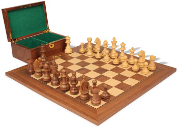 Queen's Gambit Chess Set - Golden Rosewood and Boxwood Pieces with Deluxe Walnut Board and Box - 3.75 inch King - Golden Rosewood Chess Sets Chess Sets