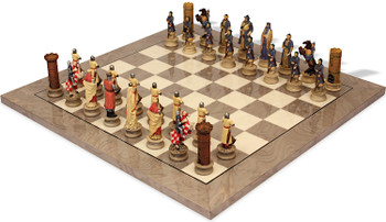 The Crusades Theme Chess Set with Gray & Erable High Gloss Deluxe Board