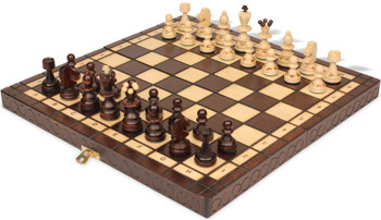 Pearl Traditional Folding Chess Set - Brown