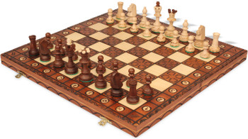 Junior Traditional Folding Chess Set - Brown
