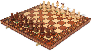 Senator Traditional Folding Chess Set - Brown