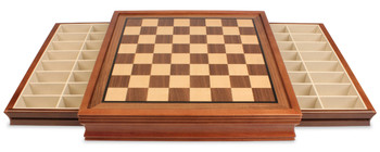 Traditional Staunton Chess Set Walnut Stained & Natural Pieces with Walnut Chess Case - King