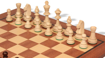 Traditional Staunton Chess Set Walnut Stained & Natural Pieces with Classic Mahogany Board - King