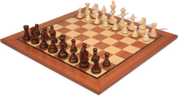 Traditional Staunton Chess Set Walnut Stained & Natural Pieces with Classic Mahogany Board - 3.6" King