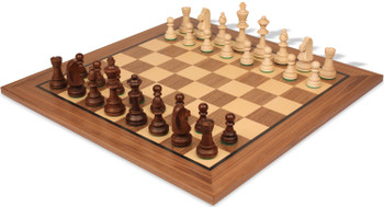 Traditional Staunton Chess Set Walnut Stained & Natural Pieces with Classic Walnut Board - King