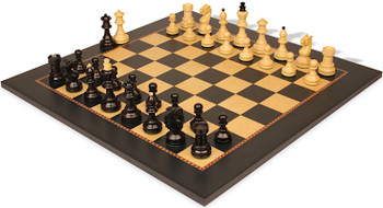 Bohemian Series Chess Set Ebonized & Boxwood Pieces with the Queen's Gambit Chess Board - King