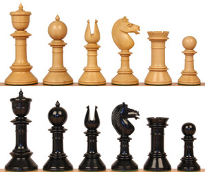 Northern Upright Antique Reproduction Chess Set Ebonized & Boxwood Pieces - King