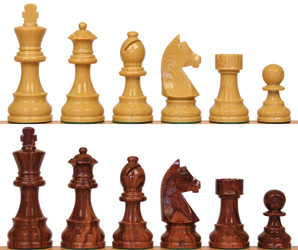 German Knight Staunton Plastic Chess Set with Rosewood & Boxwood Pieces - 3.75" King