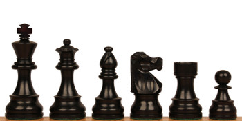 The Chess Store French Lardy Staunton Wood Chess Pieces Ebonized & Boxwood with Extra Queens & Box - King