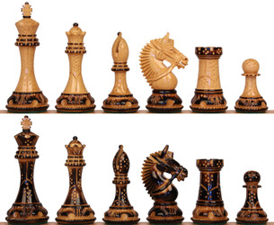 Llamrei Staunton Chess Set with Burnt Boxwood Pieces - 4.25" King