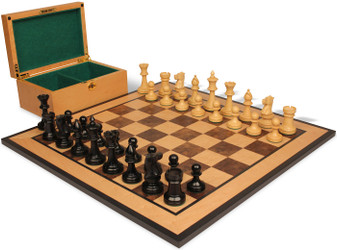 The Cambridge Springs Antique Reproduction Ebonized & Boxwood Pieces with Walnut Burl & Bird's-Eye Maple Board & Box