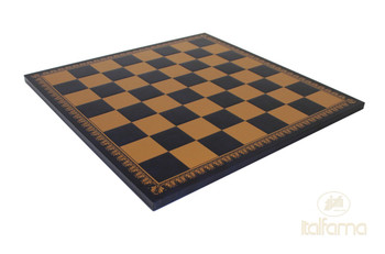 Discontinued Italfama Leatherette Chess Board - Squares, Black & Gold