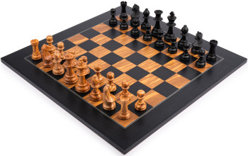 Deluxe Black & Olive Wood Chess Set by Rechapados Ferrer - 3.75" King