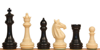 Khan Stallion Series Double-Weighted Plastic Chess Set - Black & Ivory Pieces - 3.8" King