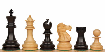 Deluxe Old Club Staunton Chess Set With Ebonized & Boxwood Pieces - 3.25" King