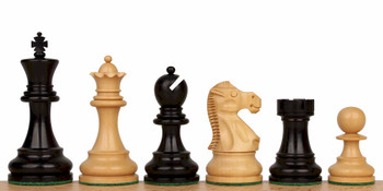 Deluxe Old Club Staunton Chess Set With Ebony & Boxwood Pieces - 3.75" King