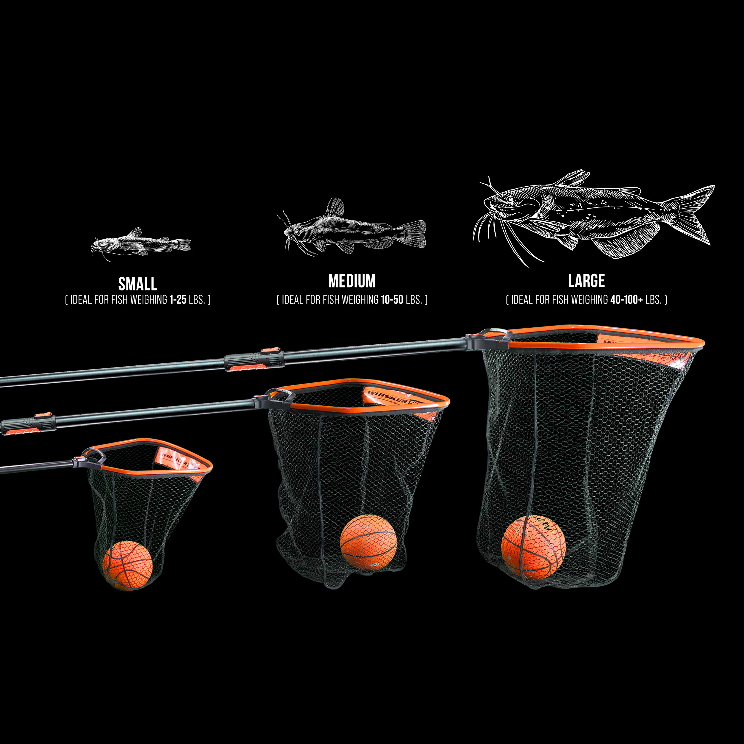 Whisker Seeker Tackle - I cant say enough about the new Extender Landing  Nets! Love the extendable handle and the control grip at the end of the net.  The storage cover makes