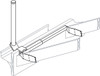 Schematic diagram of 45degree 600mm gutter mount FB607162 clamped to gutter on timber-framed tiled roof
