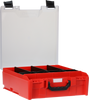 StorageTek Case Large Clear PC Lid c/w dividers-Red with Black Clasps