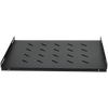 Black fixed shelf with cage nuts included for greater weight capacity in data center