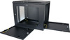 Open Datatek 24B9RW64 cabinet showing removable side panels for networking equipment setup in small data centers