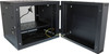 DataTek 9U swing-frame wall cabinet fully open showing rear access