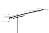Profile shot of premium Digitek outer fringe VHF Yagi antenna with 12mm aluminium elements and integrated LTE filter, optimized for high-gain rural TV signals. Profile shot of premium Digitek outer fringe VHF Yagi antenna with 12mm aluminium elements and integrated LTE filter, optimized for high-gain rural TV signals.