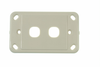 Front view of Digitek 2 gang wallplate white, no mechanism without front cover