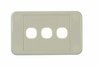 Front view of Digitek 3 gang wallplate white, no mechanism