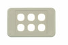 Front view of Digitek 6 gang wallplate white, no mechanism