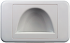 Digitek white reverse bullnose media style wallplate with single black bristle brush, 66.42mm x 43.49mm aperture for concealed cable pass-through Digitek white reverse bullnose media style wallplate with single black bristle brush, 66.42mm x 43.49mm aperture for concealed cable pass-through