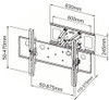 Digitek 32-60\" dual arm TV wall bracket Schematic diagram showing dimensions