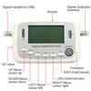 Illustration of Digitek satellite finder LCD backlight showing signal strength/quality meters and tone buzzer for easy dish pointing