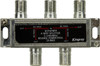 Kingray KSP4FRPP 4-way splitter with reverse power pass in compact zinc housing, F-Type ports for easy TV signal sharing