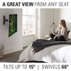 Sanus VMF720 black full-motion TV mount extended 15 inches swiveling a 55-inch TV for flexible room viewing