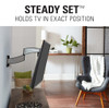 Sanus VSF716 full-motion TV mount extended with 40-inch TV featuring steady set, holds TV in exact position