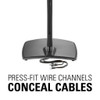 Press Fit cable management on SANUS WSSA2 concealing cords behind Sonos ONE for clean look