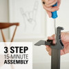 Easy 3-step assembly of SANUS WSSA2 stand with included spikes and pads for stable flooring