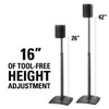 Closeup of tool-free 16-inch height slider on SANUS WSSA2 stand with Sonos PLAY:1 mounted