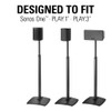 SANUS Premium Adjustable Wireless Speaker Stand for SONOS ONE, PLAY:1 & PLAY:3 Speakers - Black Pair