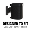 SANUS WSWM black wall mount with Sonos ONE speaker swiveled 132 degrees for room-filling audio