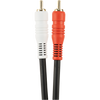 Close view of red and white RCA male plugs on Digitek coaxial audio cable